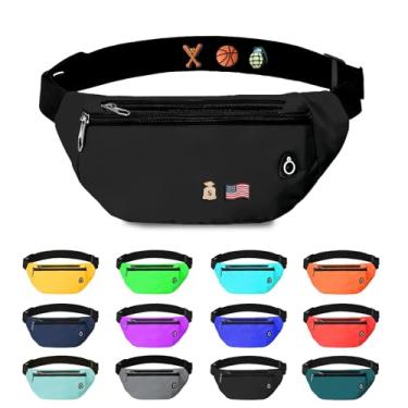 Imagem de Pochete para mulheres e homens, pochete transversal resistente à água esportiva bolsa de cintura, bolsa de cinto para viagens, caminhadas, corrida, 1 pacote - preto - padrão de bola faça você mesmo