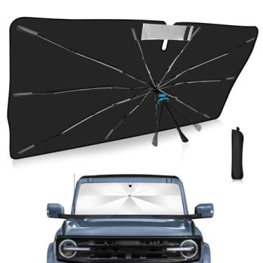 Imagem de Guarda-sol para para-brisa atualizado 2025, ajuste personalizado para Ford Bronco 2021-2025, capa de carro com proteção UV dobrável, escudo de chuva de emergência e protetor de painel - Acessório