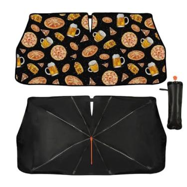 Imagem de Guarda-sol de para-brisa de carro - Guarda-sol para pizza e cerveja guarda-sol para janela dianteira do carro, bloqueiam raios UV guarda-chuva de para-brisa dobrável protetor de viseira de sol mantém