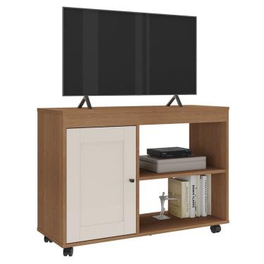 Imagem de Rack Para TV 42 Pol 1P 91 cm Com Rodízios Cinamomo Off White ARLY