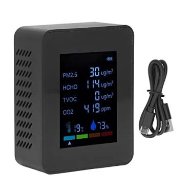 Imagem de PM2.5 TVOC HCHO Detector de Monitoramento em Tempo Real Tela Colorida 6 em 1 Monitor de CO2 Alarme Audível para Escritórios de Academia