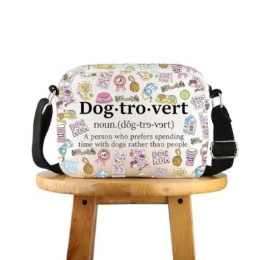 Imagem de POFULL Dog Lovers Gift Dog Owner Merch Pet Lover Gift Dogtrovert Definition Bolsa transversal, Dogtrovert, 0