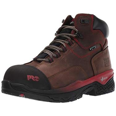 Imagem de Timberland PRO Bosshog Bota masculina de trabalho industrial impermeável resistente a perfurações de 15 cm, Marrom e vermelho, 38