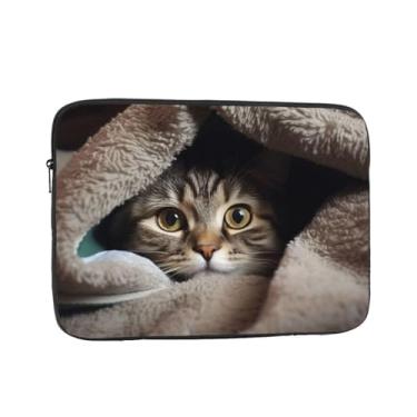 Imagem de Capa para laptop gato embaixo do cobertor bolsa para laptop bolsa de transporte para computador 13 polegadas capa protetora para notebook