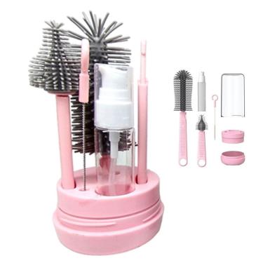 Imagem de Kit Escova de Limpeza 4 em 1 Copo Mamadeira Garrafa Bebe Criança Higiene Limpeza Passeio Bolsa Mala Resistente