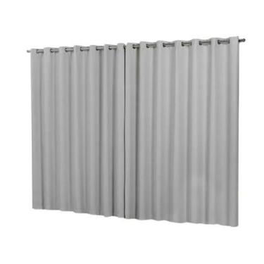 Imagem de Cortina Blackout Lisboa Luxo Ilhós Cromado Branco Gelo 8M - Beatriz En