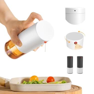 Imagem de LAMASED Conjunto de frascos dispensadores de óleo de vidro - 2 pacotes de 280 ml - Dispensador de óleo de cozinha reutilizável para azeite, vinagre e molho de salada, com controle de fluxo (2 cinzas)