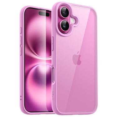 Imagem de JETech Capa para iPhone 16 6,1 Polegadas, Case Protetora de Telefone à Prova de Choque, Estrutura de TPU Fosco de Cor Sólida, Capinha Parte Traseira Transparente Anti-Riscos (Rosa)