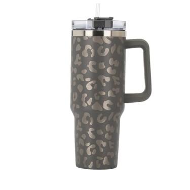 Imagem de Copo Térmico Grande 1200L de Aço Inoxidável com Alça, Parede Dupla, Tampa com Canudo, Isolamento quente e Frio (Cinza) (Com espaco para gravar nome na parte de Traz)