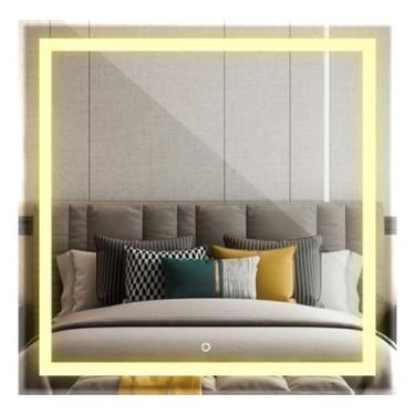 Imagem de Kit 2 Espelhos Quadrados De Parede Jateado Led 100x100 Cm - Espelho To