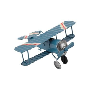 Imagem de Zhjvihx Decoração de Avião de Arte de Ferro, Estrutura de Ornamento de Avião de Uso Versátil Design Simulado para Decoração de Sala de Carro (Azul)