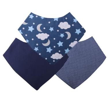 Imagem de Babador Bandana Para Bebê Kit com 3 Menino Céu Azul Marinho