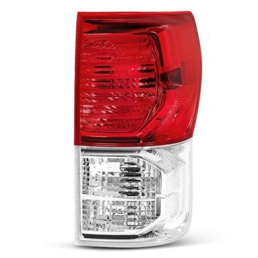 Imagem de KUAFU Luz traseira compatível com Toyota Tundra 2007-2013 Substituição para TO2801183 TO2801165 Luzes traseiras Lâmpadas de freio Lente Vermelha Lente Transparente Cromada Carcaça Direita