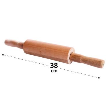 Imagem de Rolo de Massa 38cm Madeira - Tudo em Caixa