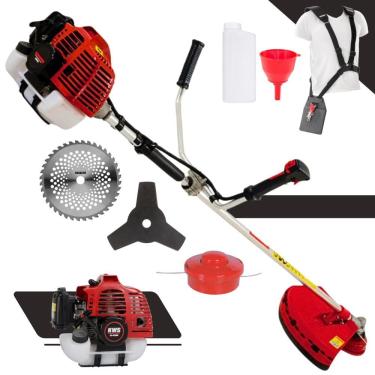 Imagem de Roçadeira Profissional Kawashima KW43-L 2 Tempos 43cc 1,7HP de Potência Cortador de Grama Com Cabeçote de Nylon + Lâmina 3 Pontas + Lâmina 40 Dentes