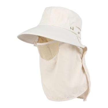 Imagem de Generic Chapéu de sol com cobertura facial, proteção solar respirável, viseira leve Boonie, homens e mulheres para jardinagem, acampamento ao ar livre, Bege