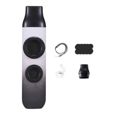 Imagem de simhoa Kazoo Party Favors Furo Duplo Amantes da Música Presente Brinquedo Musical com Cordão para Caminhadas Mochilão Aventuras Atividades, Cinzento/Branco