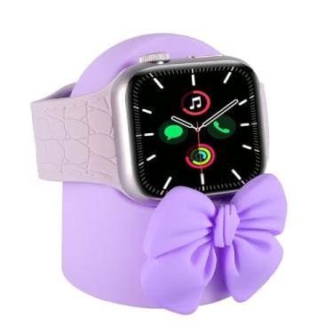 Imagem de Suporte de carregador compatível com Apple Watch séries 49/46/45/44/42/41/40/38 mm iWatch Ultra2/Ultra/10/9/8/SE2/7/6/SE/5/4/3/2/1, organizador de base de carregamento de silicone suporta modo de