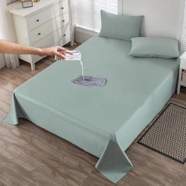Imagem de Lençol de cama à prova d'água, protetor de móveis, lençol de cima, tamanho Queen, camada dupla, tecido TPU absorvente, respirável, protetor de colchão para incontinência, protetor de xixi (DL, 198 x