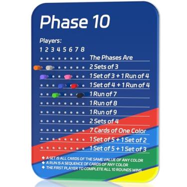 Imagem de LZC LADYS GIFT 2025 Novo quadro de avaliação de fase 10 de atualização, placar acrílico para jogo de cartas da fase 10 com 8 pinos de berço coloridos, acessórios divertidos de jogos de cartas para