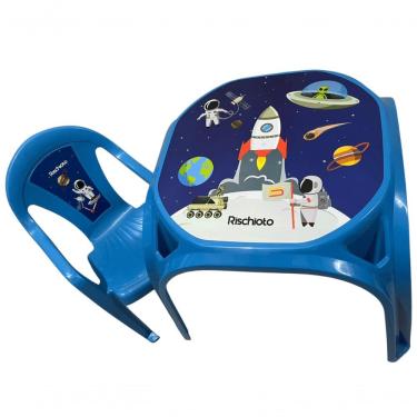 Imagem de Mesa Infantil Azul + 01 Cadeira Infantil Rischioto Kit