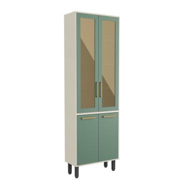 Imagem de Cristaleira Com 4 Portas 2 Vidro Verde Bossa Nova Bertolini Verde/areia