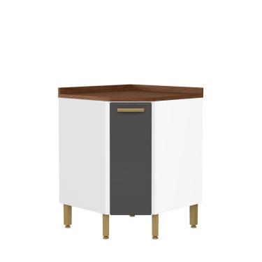 Imagem de Balcão Cozinha De Canto Em Aço Com 1 Porta Bella Bertolini Grafite/branco