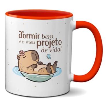 Imagem de Caneca Capivara Dorminhoca Dormir Bem é Meu Projeto de Vida (Vermelha)