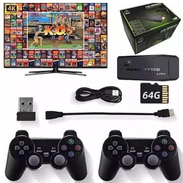 Imagem de Console Portátil Gamer Box Stick Lite 4K, 20.000 Jogos Retrô, 64GB, 2 Controles Sem Fio