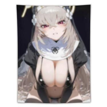 Imagem de LIEGBMEU Tapeçaria sexy de anime menina 152 x 203 cm arte de colcha de parede decoração de tapeçaria caprichosa AF118
