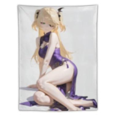 Imagem de LIEGBMEU Tapeçaria sexy de anime menina 152 x 203 cm arte de colcha de parede decoração de tapeçaria caprichosa AF112