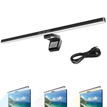 Imagem de Luminária LED para Monitor/Notebook com Toque Sensor - 3 Cores Ajustáveis, USB-C/USB-A, Design em ABS - Iluminação Inteligente e Econômica (Preto)