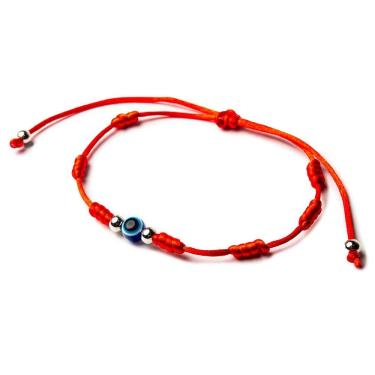 Imagem de Pulseira Vermelha 7 Nós Com Olho Grego Amuleto de Proteção