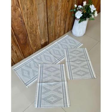 Imagem de Kit Cozinha 3 Peças Zurich Tear Artesanal (Cinza)