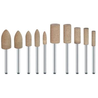 Imagem de Kit 10 Pontas Montada 4Mm A 10Mm Couro Polir Micro Retífica