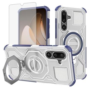 Imagem de Furill Capa de telefone para Samsung Galaxy M56 5G com protetor de tela de vidro temperado Slim Magnetic Rugged Stand Ring Holder Hybrid Transparente TPU Protective Clear Cell Cover F56 5G Mulheres