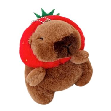 Imagem de QoKcoahn Capa fofa de pelúcia de desenho animado para AirPods 4 4ª geração, capa de silicone macio Kawaii, morango, capivara, com chaveiro, engraçado, meninos, meninas e mulheres para AirPods 4