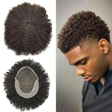 Imagem de LYRICAL HAIR Unidades de cabelo para homens negros, peruca afro crespo encaracolado masculino peruca afro espiral peruca cabelo humano laço frontal afro-americano sistema de substituição de cabelo (2