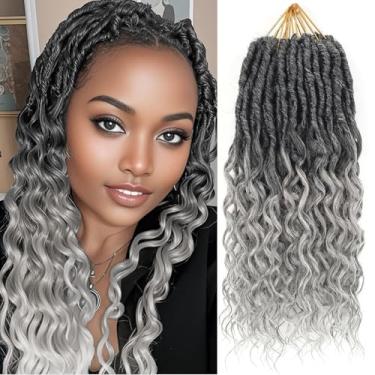 Imagem de Cabelo cinza Pre-Looped Goddess Faux Locs crochê para mulheres negras 8 pacotes 30,5 cm cabelo falso Locs com pontas encaracoladas profundas tranças de crochê sintético pré-looped, leve e natural
