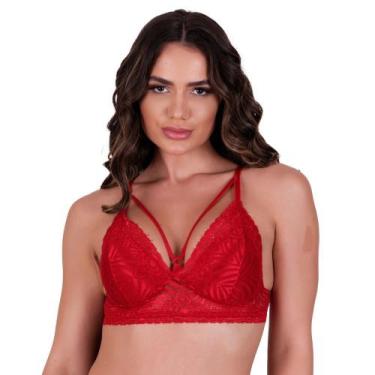 Imagem de Sutiã com Bojo de Tirinhas Renda Strappy Silvana - NAKA MODAS, G, Verm