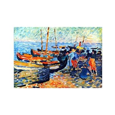 Imagem de Impressão em tela de paisagem, pintura famosa, arte de parede, barcos, pôster para sala de estar, decoração de banheiro, 50 x 70 cm, 20 x 27 polegadas, sem moldura
