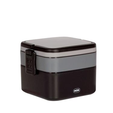 Imagem de Pote Marmita 2 Andares Quadrado com Alça - Preto