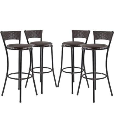Imagem de Kit Com 4 Banquetas Alta Forts Fibra Uv Bancada, área Goumert, Bar, Pi