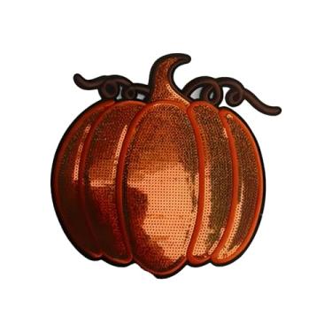 Imagem de Aplique de adesivos costurados em tecido de lantejoulas de abóbora de Halloween para artesanato faça você mesmo, camisetas, roupas, jaquetas, mochilas, jeans, decorações de festa, acessórios