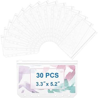 Imagem de QiXin 30 peças A7 minicaixa, bolso transparente para planejador de orçamento, bolsa com zíper, organizador de fichário, envelopes para dinheiro, à prova d'água, sacos de folhas soltas de PVC para caderno de 6 anéis