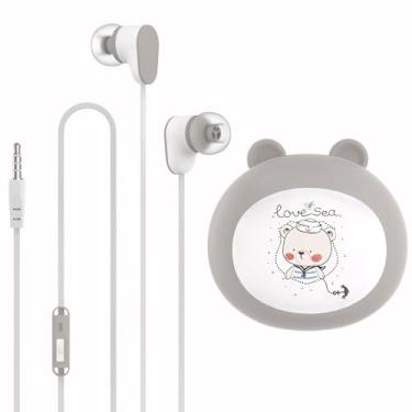 Imagem de GEEKRIA Fones de ouvido infantis com fio com microfone para escola e aula online, fone de ouvido intra-auricular infantil de 3,5 mm com limite de volume de 85 dB para orelhas pequenas, estojo de