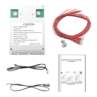 Imagem de LVNOON LB04A Series Smart Active Balance BMS para NCM LIFEPO4 LTO 24S 40A 72V com controlo de aplicação (série LB04A, LB04A24S40A)