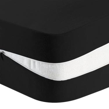 Imagem de PrinceDeco Capa de colchão futon extra grossa para colchão futon tradicional japonês, capa de colchão de chão com zíper, lavável na máquina, preta, completa