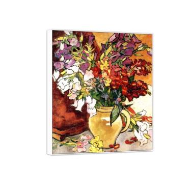 Imagem de BMZFYBS Quadro branco impressão em tela flor arte de parede pintura famosa reprodução - imagens para sala de estar - vaso de flores 3-decoração de parede pôster 20x25cm8x10in