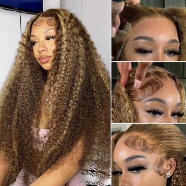 Imagem de Perucas frontais de renda CYNOSURE Highlight Ombre Deep Curly 66cm